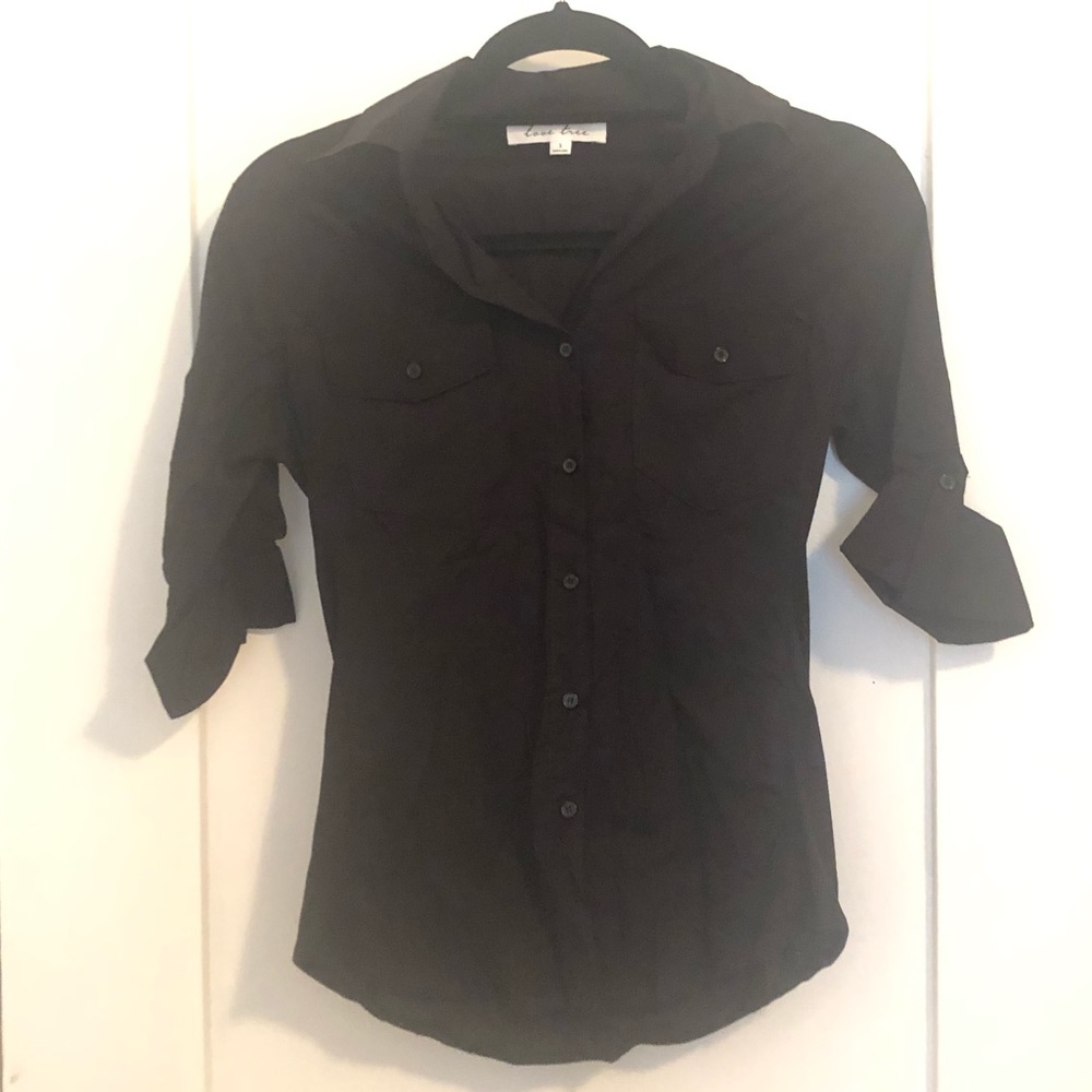 Black Button Down Shirt with pocket detail